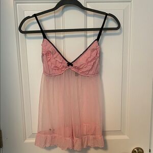 Chic Pink Ruffled Chemise